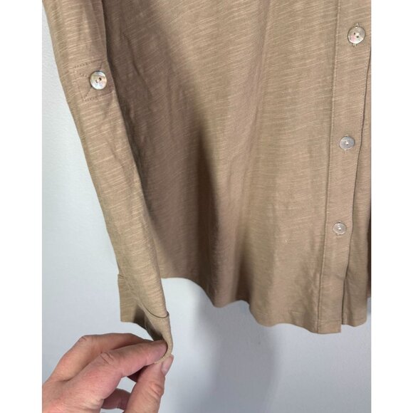 J.Jill Womens Brown Button Down Cotton Tunic Top Size SP Neutral Minimalist - Picture 8 of 12